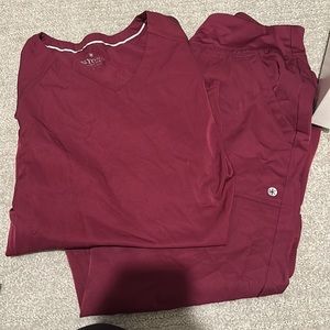 Beyond Scrubs wine colored set.
